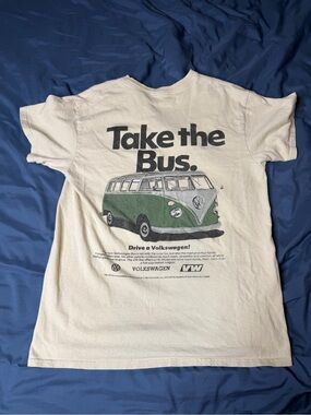Volkswagen 'Take the Bus' Short Sleeve Tee in Cream